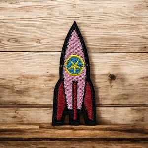 Pink Rocket Embroidered Patch